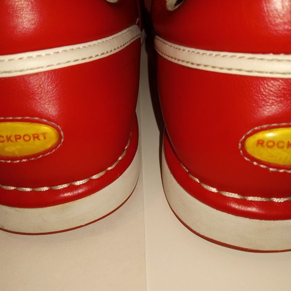 Rockport Shoes Rockport Mens Red Leather Trimmed In White Tennis Shoes Size 4 Poshmark